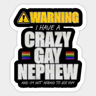 Warning I Have a Crazy Gay Nephew Sticker